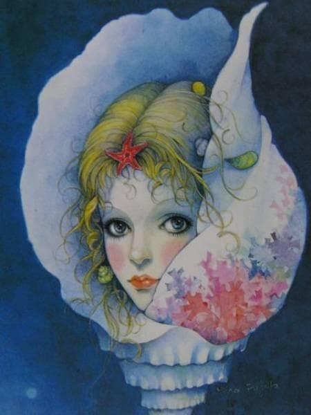 藤田ミラノ、四季の少女シリーズ・夏、希少画集画、新品高級額、額装付