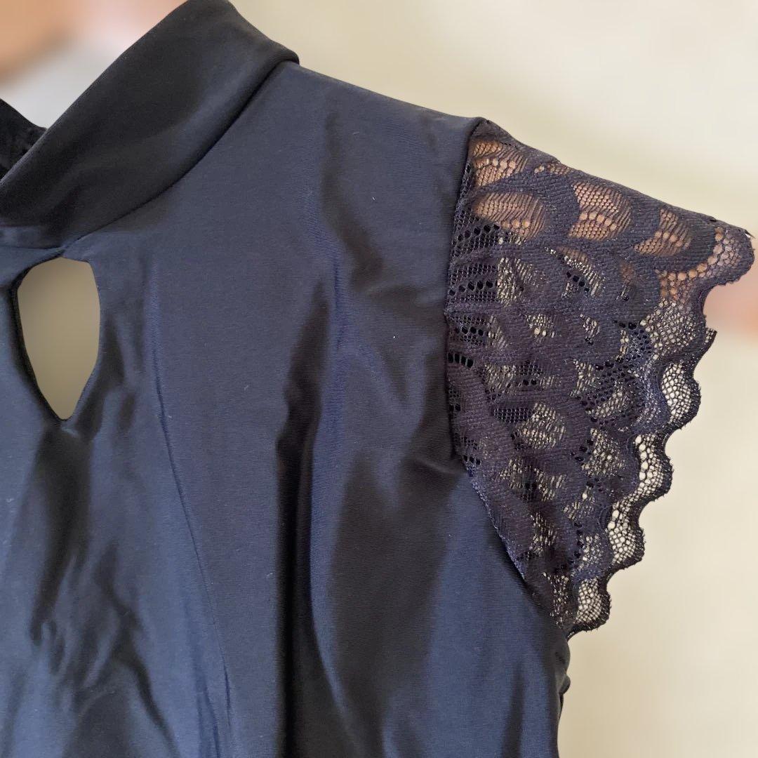 ［新品］sonata 黒 レース袖 ハイネック レオタードMサイズ