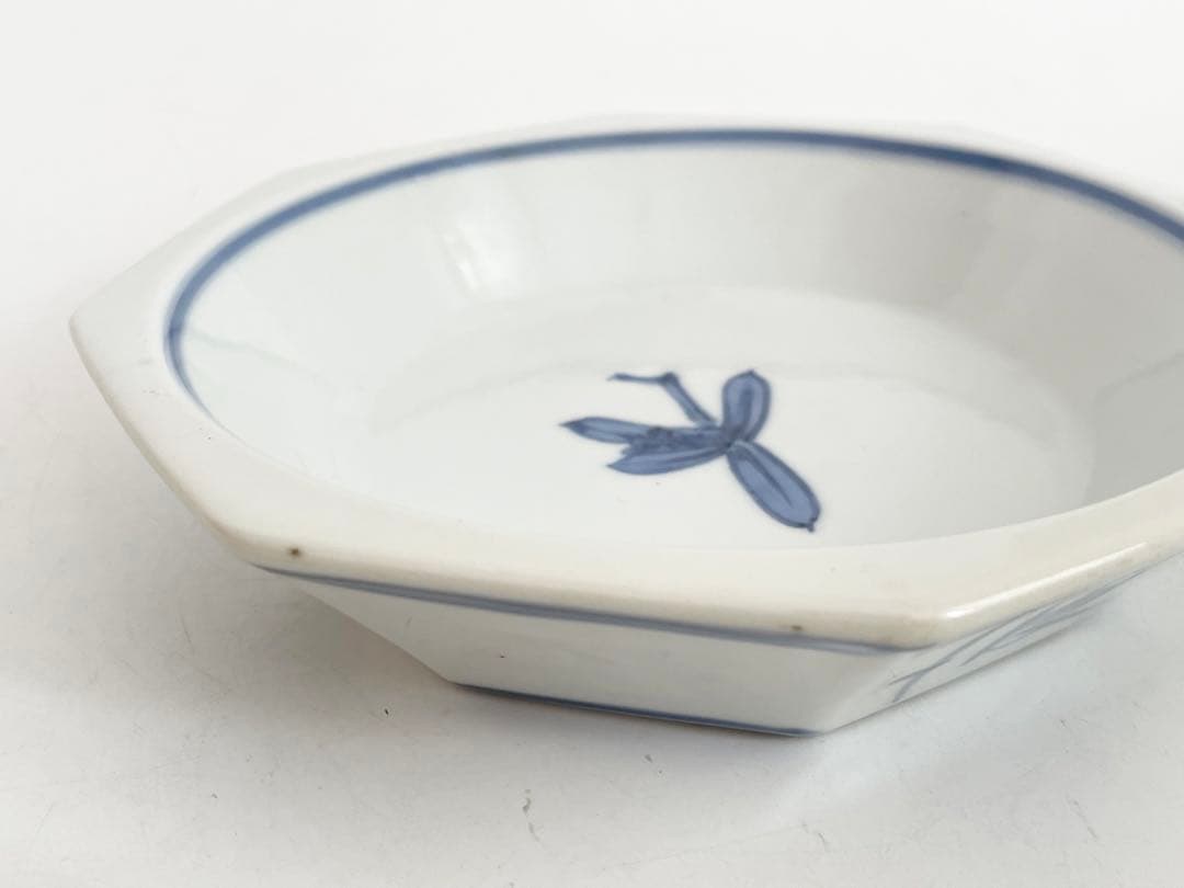 陶芸家　人間国宝　富本憲吉　染付　漢詩　文字文　八角皿　皿