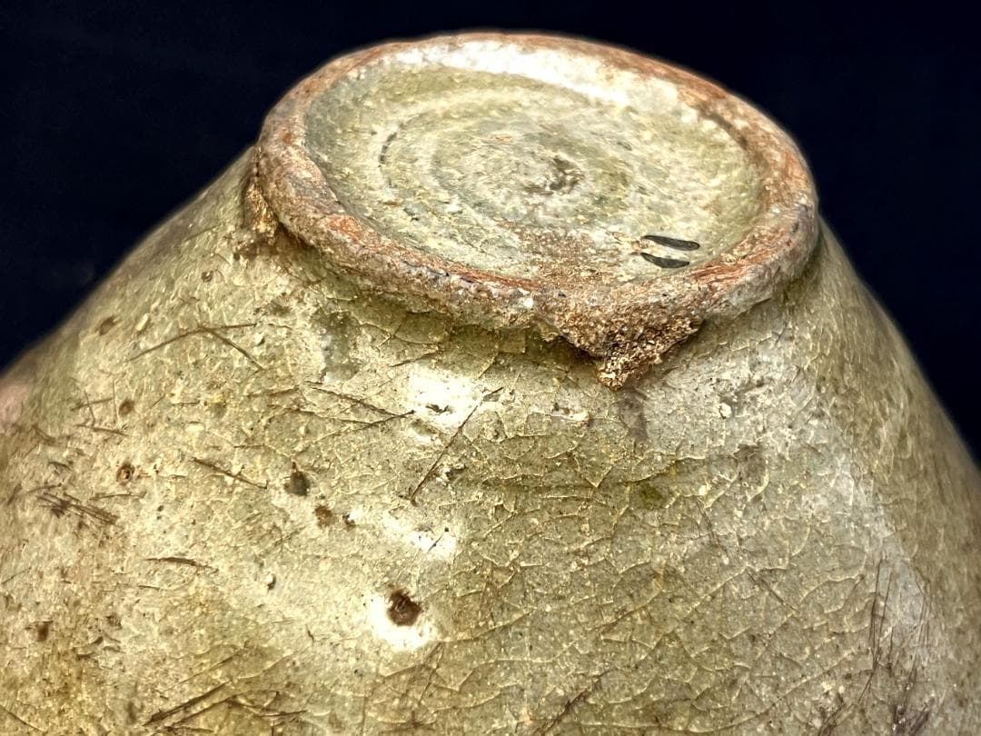 茶碗■古唐津灰釉抹茶碗 ぐい呑 江戸期（伊羅保・高麗・黄瀬戸） 時代物 骨董品■