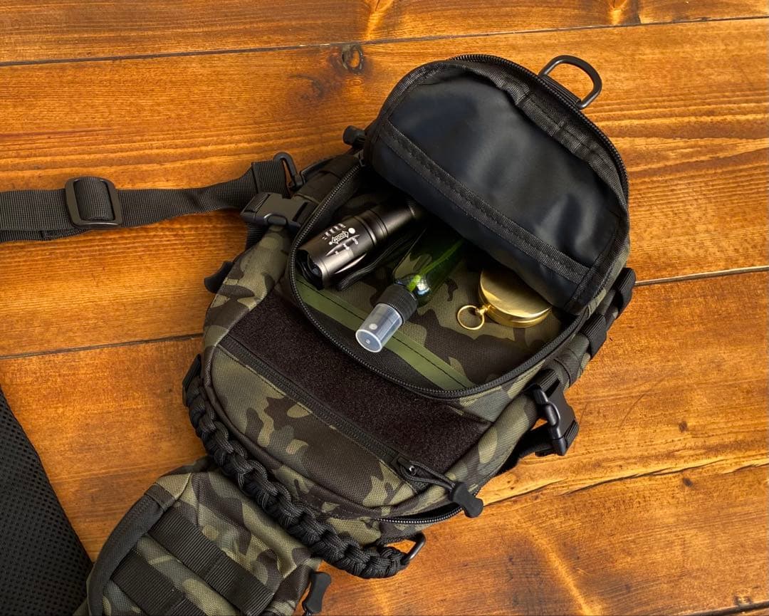 クワガタ採集セット　オリジナルかき出し棒　採集道具　迷彩柄　採集ケース　オレンジ