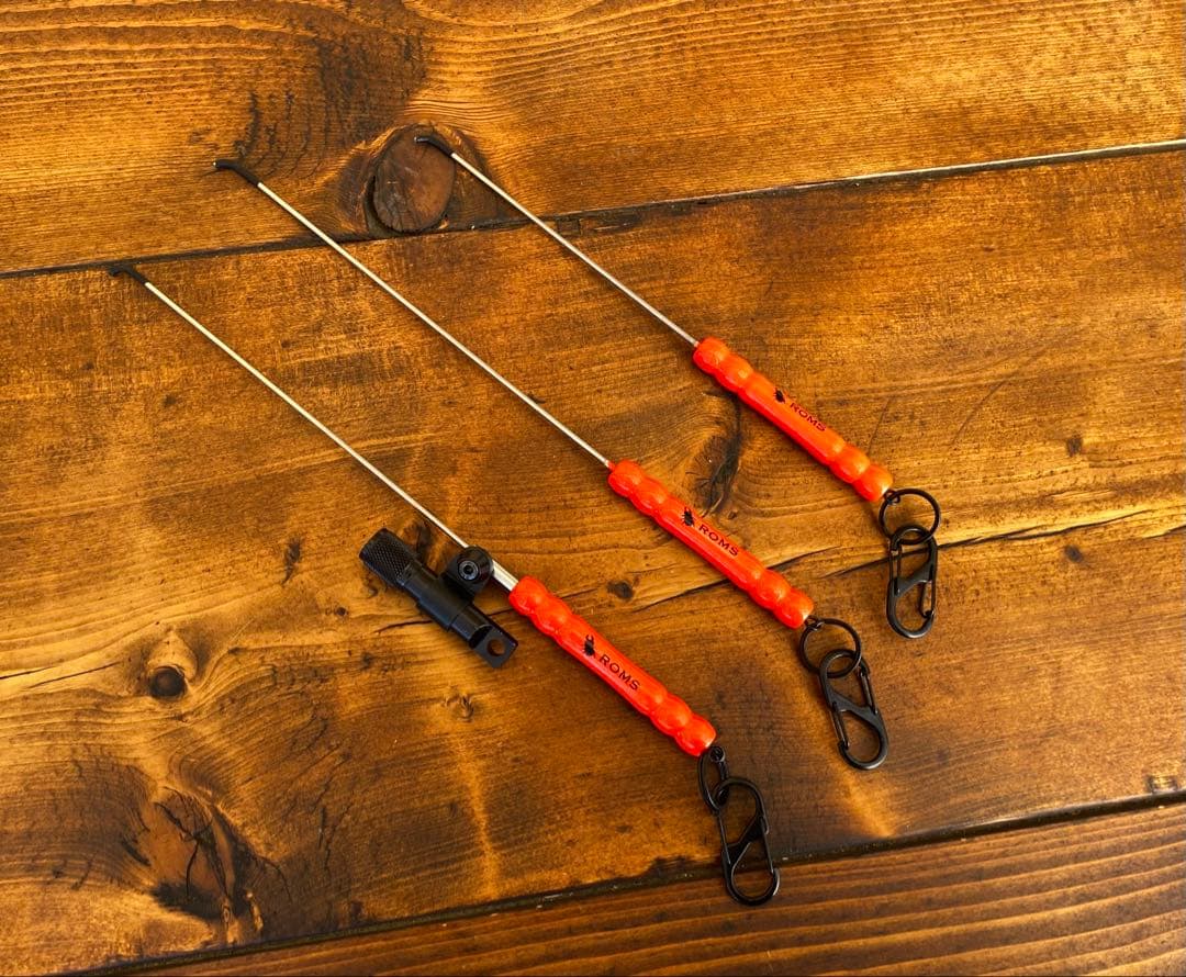 クワガタ採集セット　オリジナルかき出し棒　採集道具　迷彩柄　採集ケース　オレンジ