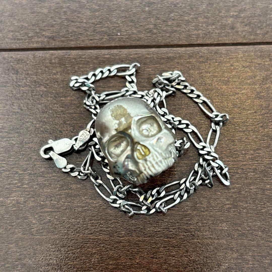 ビンテージ　スカル　ネックレス　シルバー　925 ペンダントトップ　真鍮　ブラス