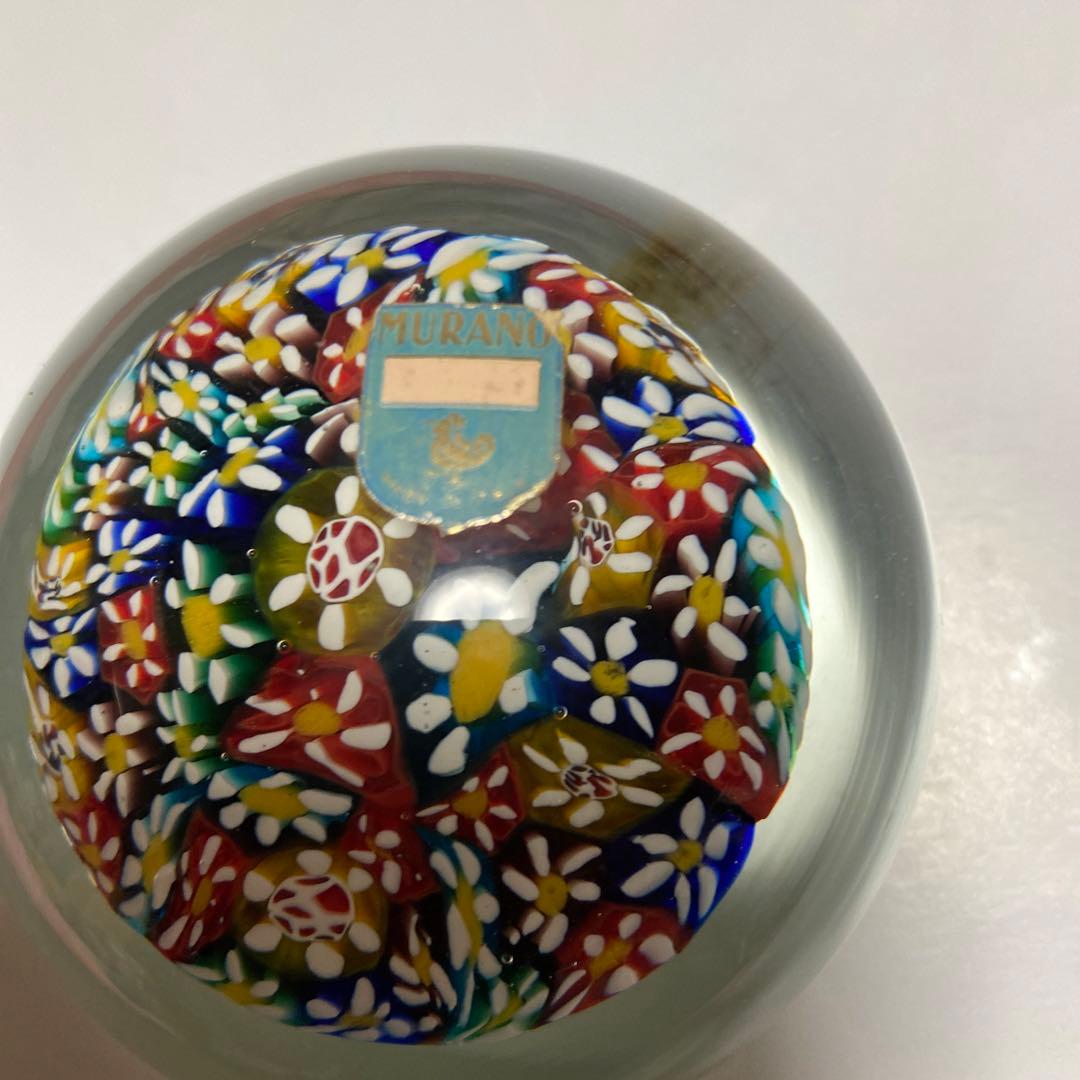 イタリア製ムラーノガラス　ミルフィオリ　ペーパーウエイト文鎮　レトロ　ビンテージ