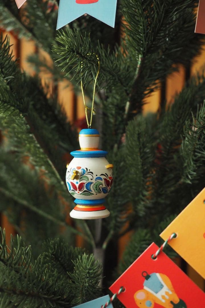 ロシア雑貨☆サモワール&ティーポットのオーナメント3個 マトリョーシカ オリガ作