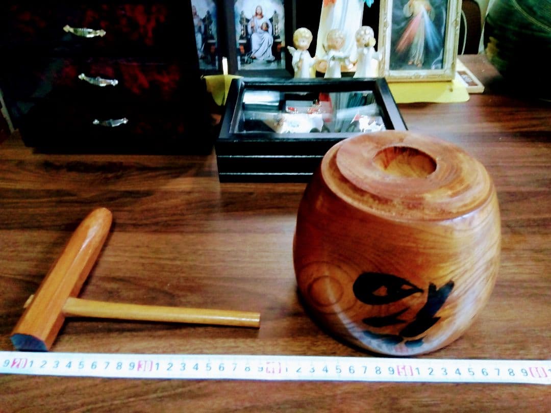 超綺麗＆超豪華.巨大.餅つき水晶玉の置物.直径20センチ位、餅つきセット付きます