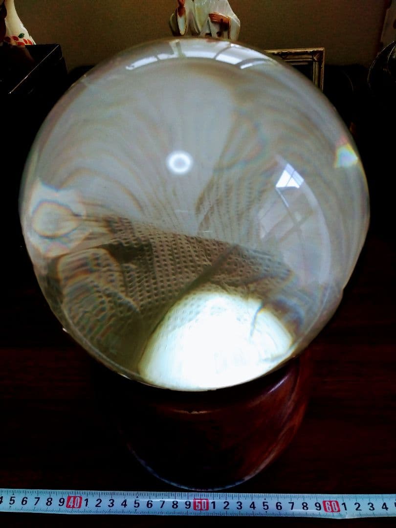 超綺麗＆超豪華.巨大.餅つき水晶玉の置物.直径20センチ位、餅つきセット付きます