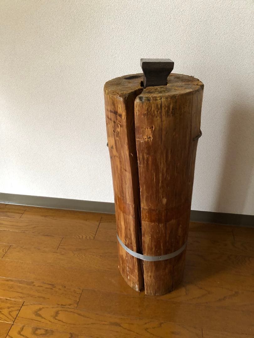 彫金　金床ヴィンテージ土台の丸太
