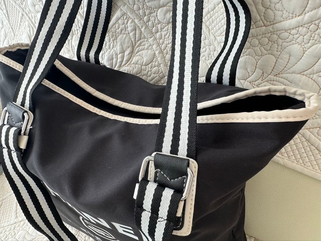 中古☆訳ありCHANEL☆ノベルティトートバッグ 黒ショルダーバッグ2way