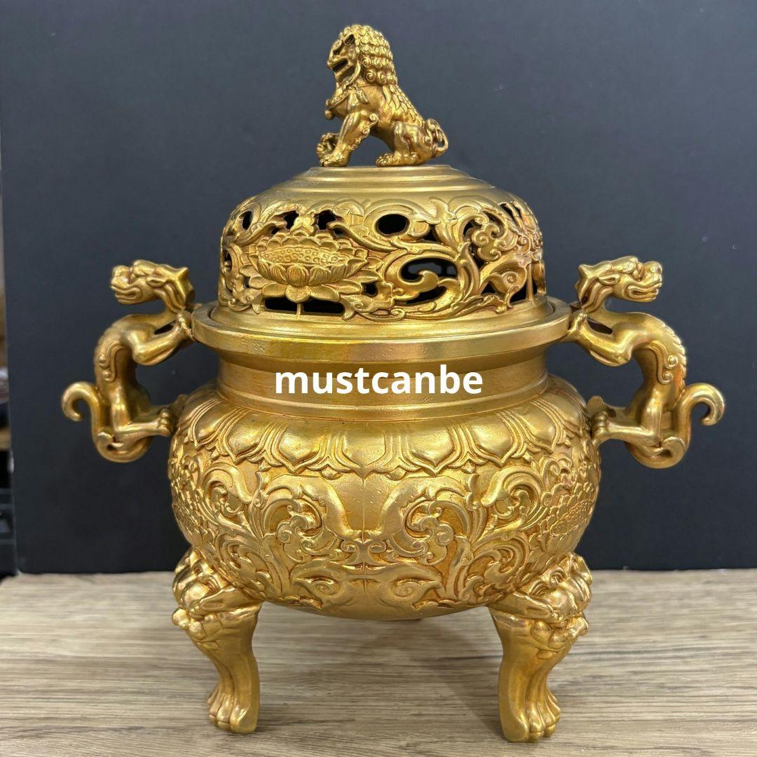 銅製 香炉 獣頭三足香炉 室内 仏堂 茶道 薫炉 工芸品 置物