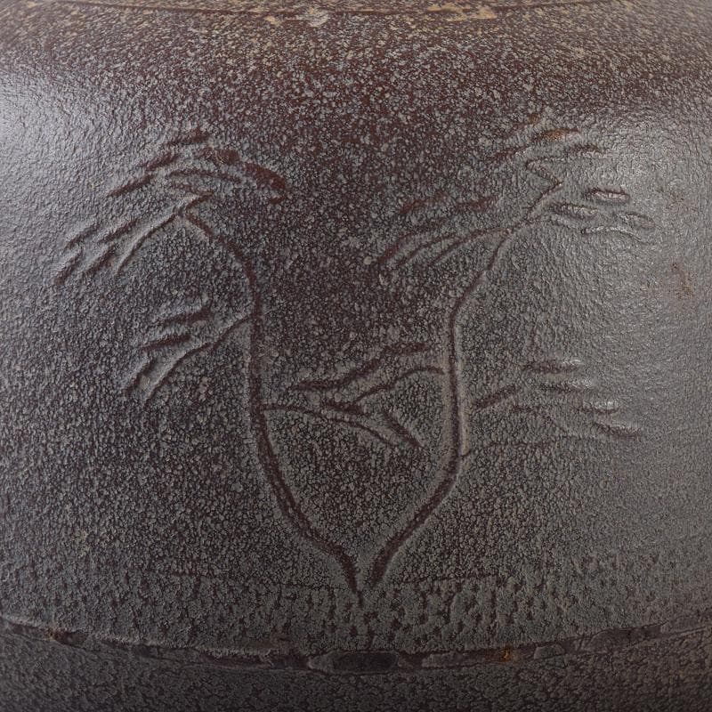 茶道具　人間国宝　釜師　高橋敬典作　浜松地文　真形釜　共箱　V　R8547B