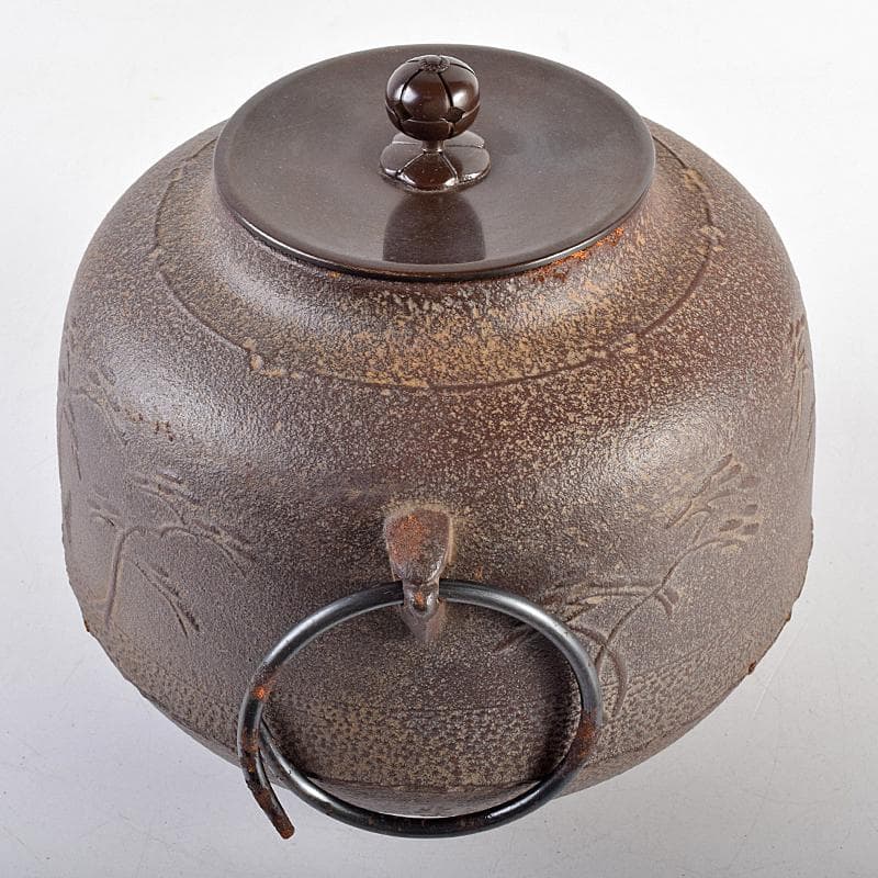 茶道具　人間国宝　釜師　高橋敬典作　浜松地文　真形釜　共箱　V　R8547B