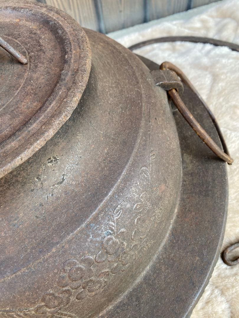 特大　茶釜　囲炉裏　鉄瓶　大型　南部鉄器　骨董