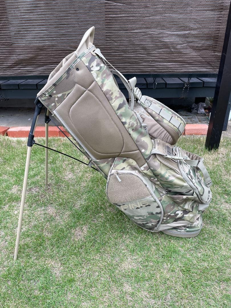 PING 迷彩キャディバッグ スタンド付き