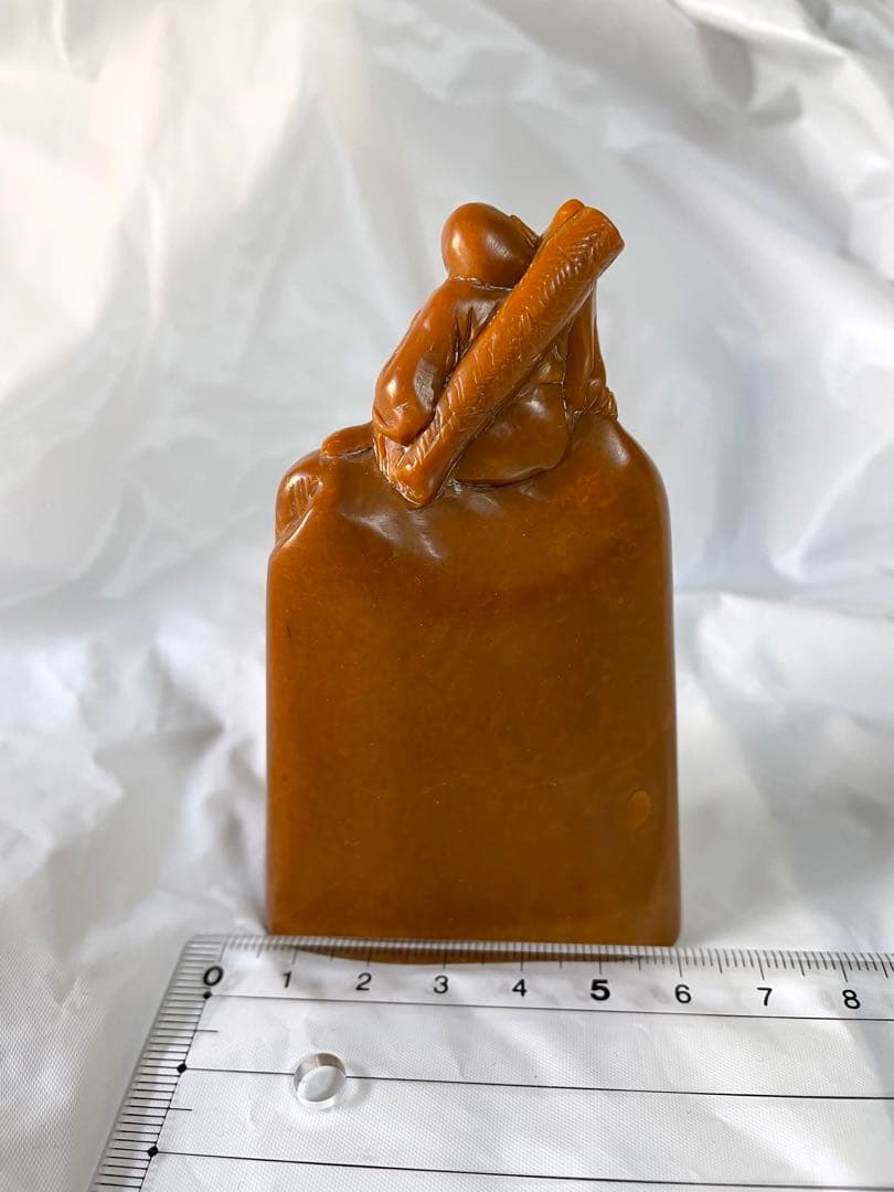 印材　石材　寿山石　文房四宝　中国　天然石　人物　黄石　老人　遊印　関防印　寿山