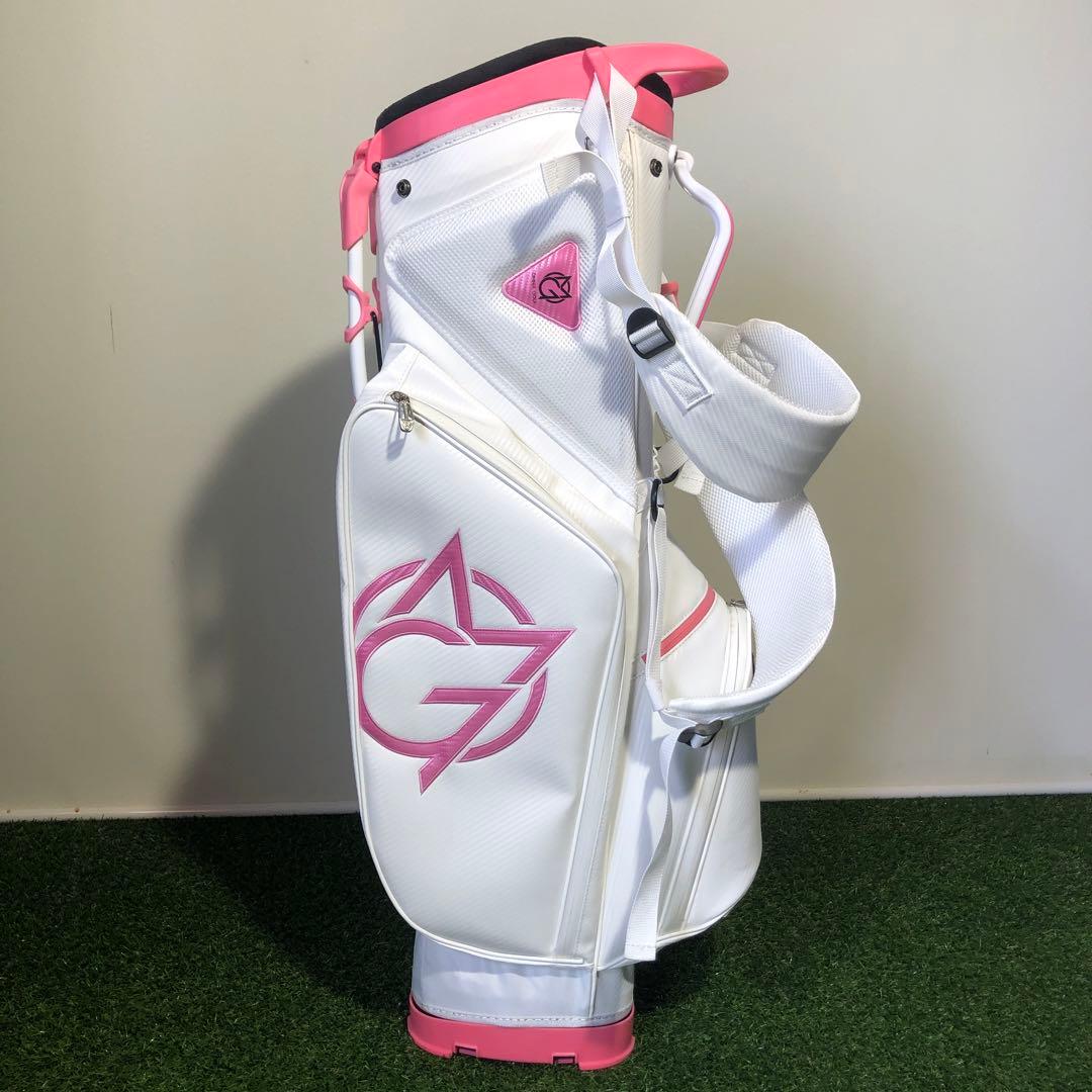 訳ありOMNIX GOLF 8.5型　スタンドキャディバッグ ホワイト　ピンク