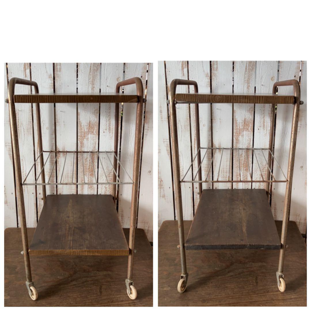 ヴィンテージ　三段　キャスター付き　ワゴン　飾り棚