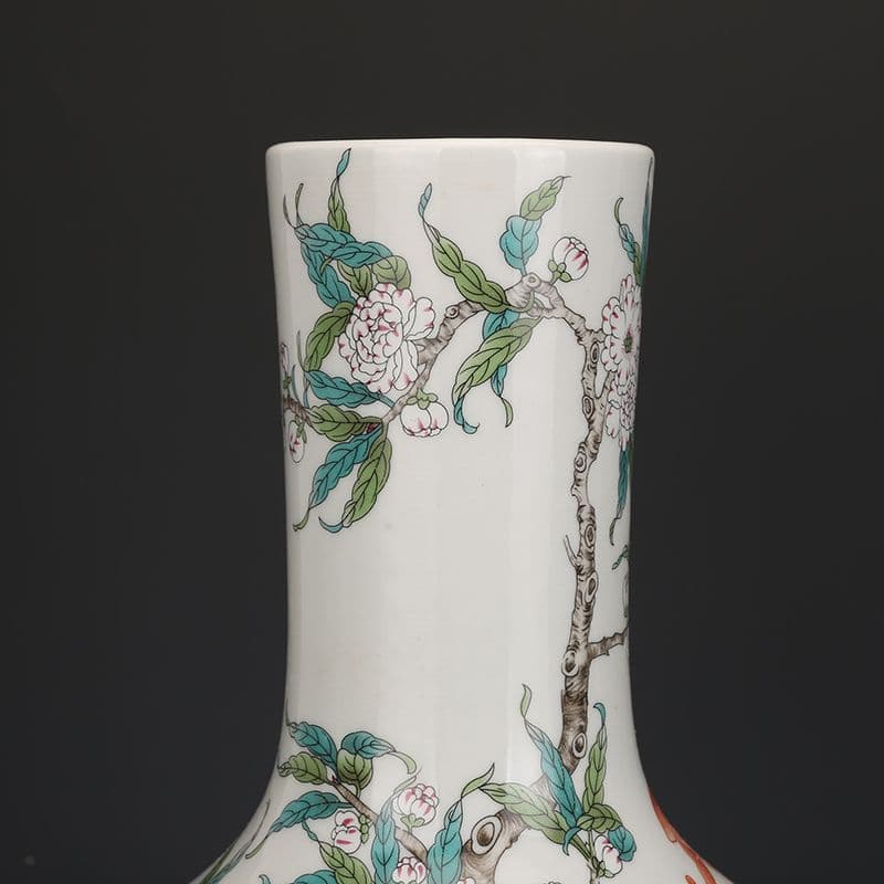 清乾隆粉彩福寿九桃天球瓶 景徳鎮 陶磁器 装飾品 現代工芸品 美術品 置物