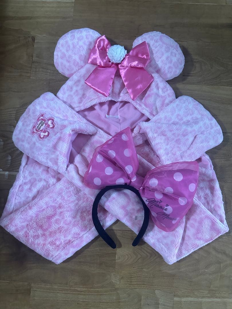 【レア】ミニー ファンキャップ マフラー ヒョウ柄 ディズニー ピンク