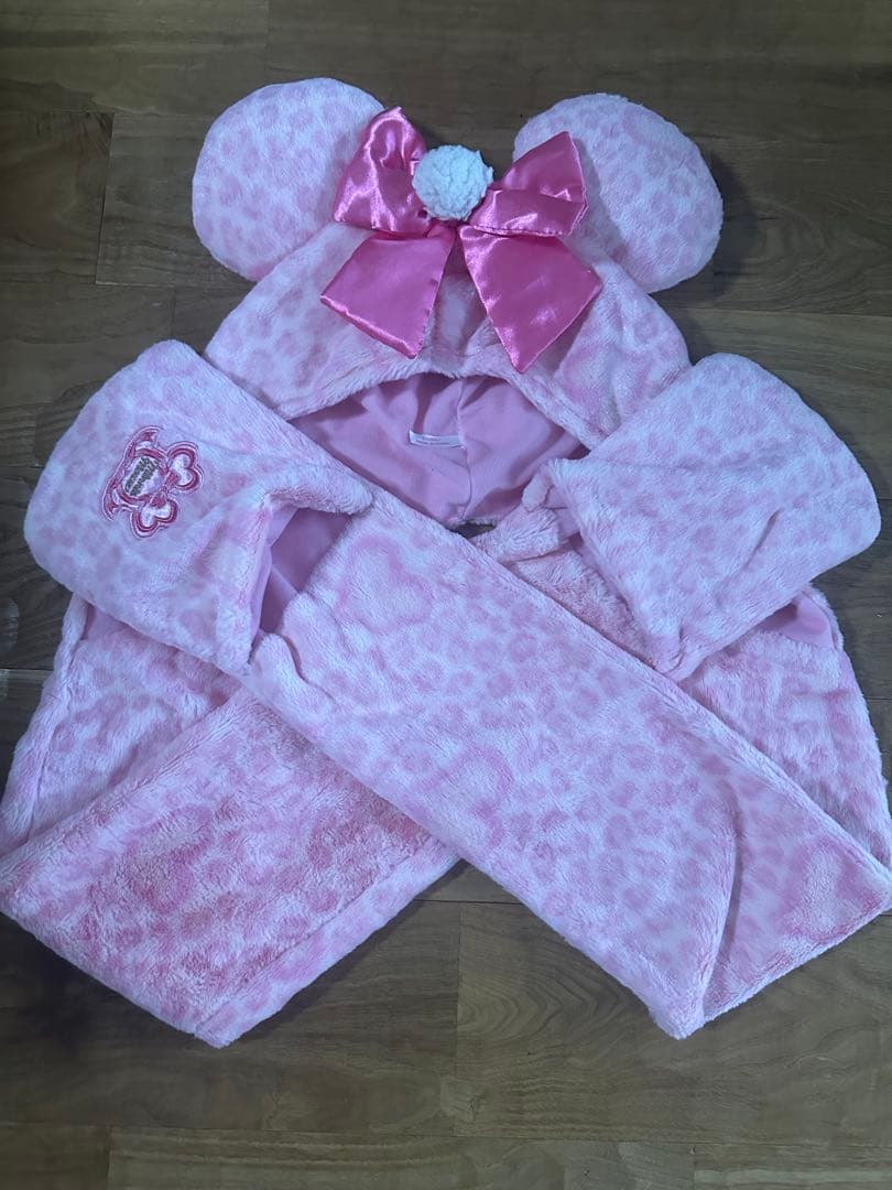 【レア】ミニー ファンキャップ マフラー ヒョウ柄 ディズニー ピンク