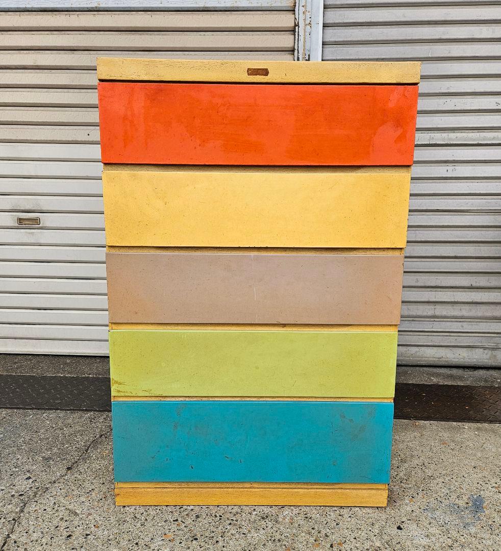 ジャパンヴィンテージ レトロポップな箪笥 古家具 昭和レトロ 1960年代