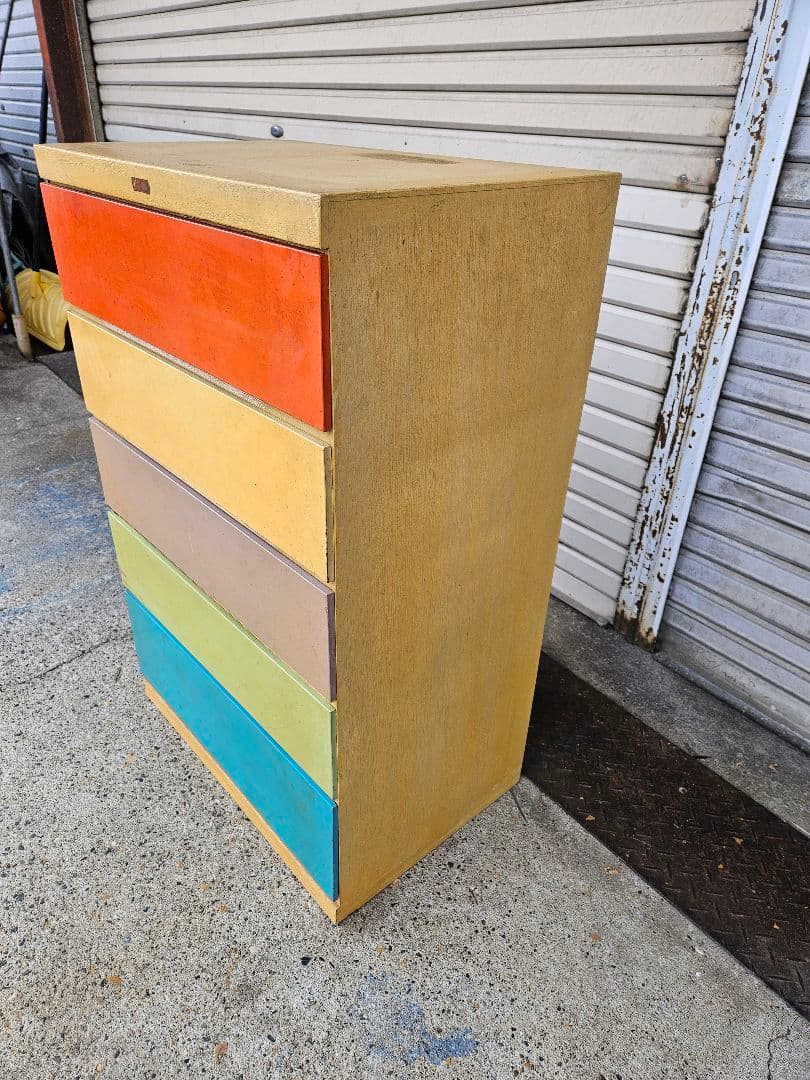ジャパンヴィンテージ レトロポップな箪笥 古家具 昭和レトロ 1960年代