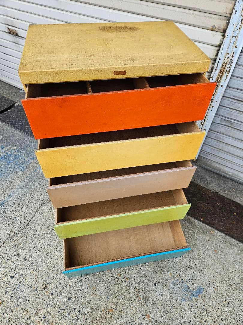 ジャパンヴィンテージ レトロポップな箪笥 古家具 昭和レトロ 1960年代