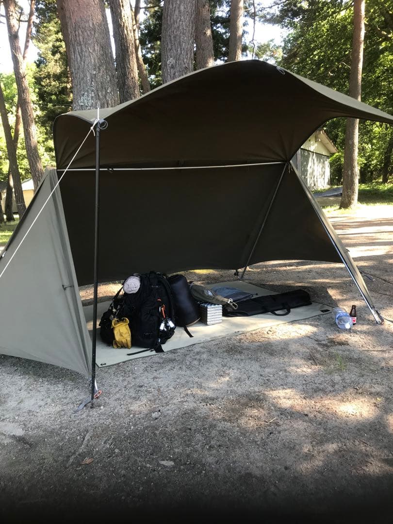 取説付《ドイツ軍幕モデル》二股フレーム＋棟ポール　楽々快適快適空間★ソロキャンプ