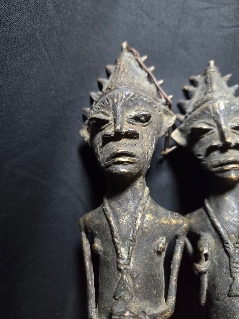 自立不可ナイジェリアヨルバ族鉄製男女オブジェアフリカプリミティブアート