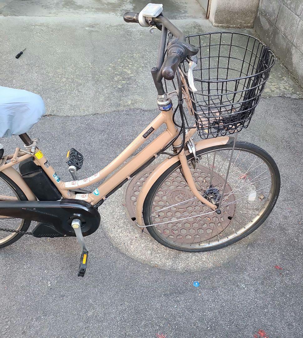 電動アシスト自転車 ベージュ 前カゴ付き