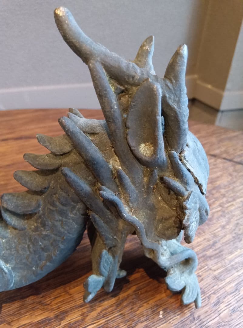 吐水龍　青銅製　彫刻　アンティーク　骨董　龍　龍神　水神　神社