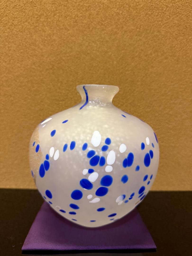 文化勲章　藤田喬平　手吹金彩花瓶　共箱