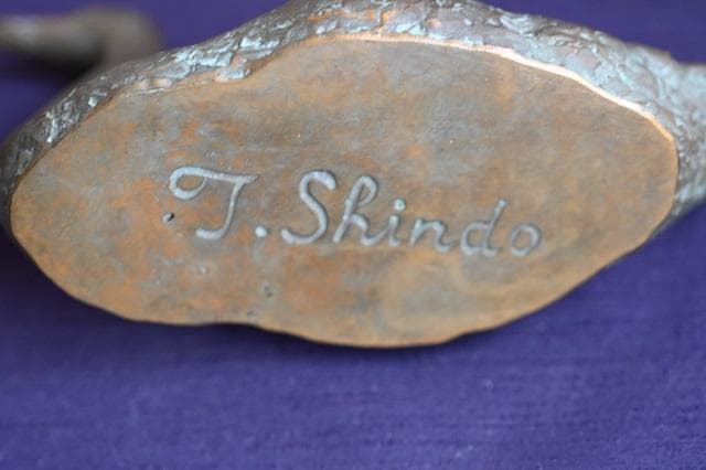 進藤武松 　白鳥 　ブロンズ　 置物　 銅製 箱　 美品