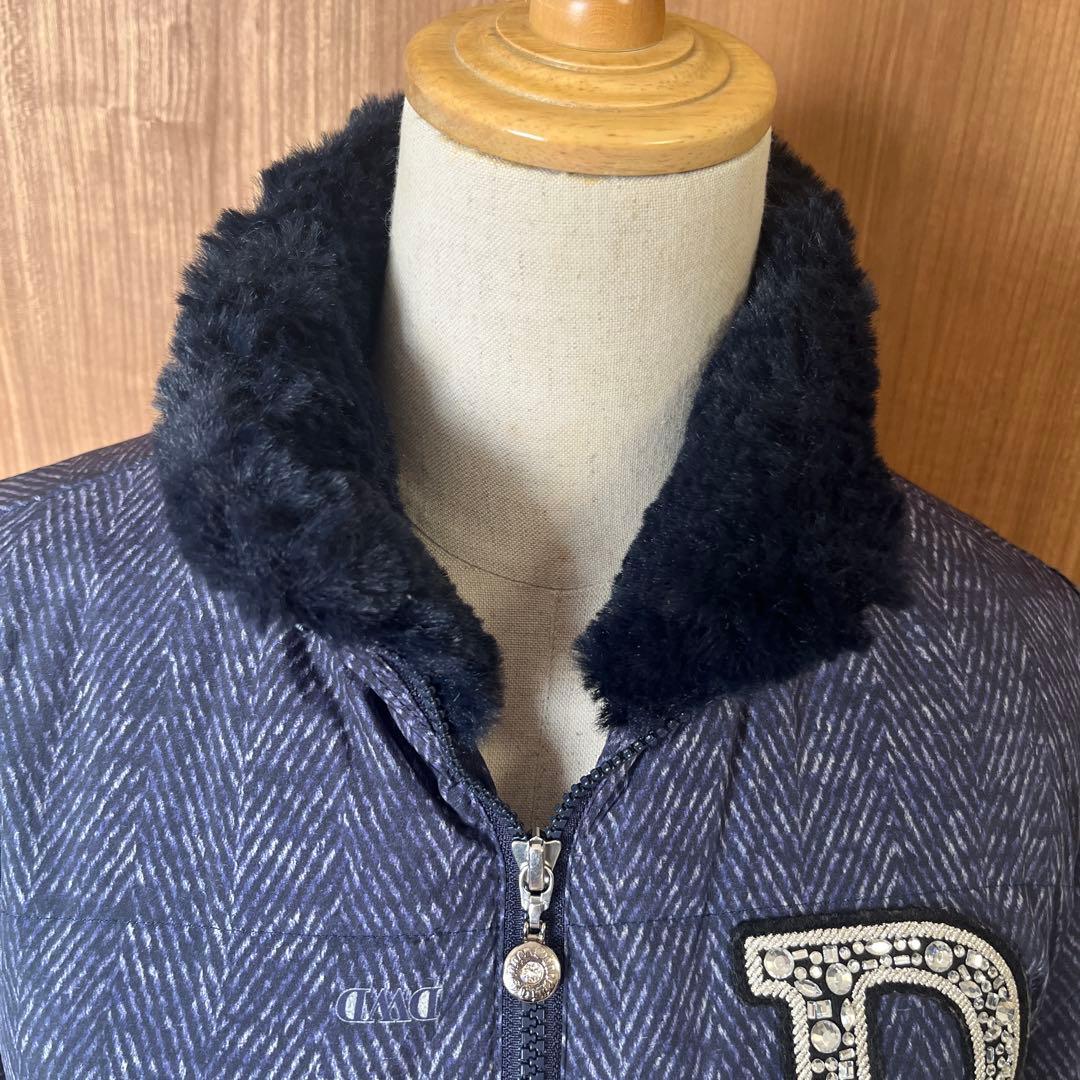 ダンスウィズドラゴン　ダウンジャケット レディース　ネイビー D刺繍