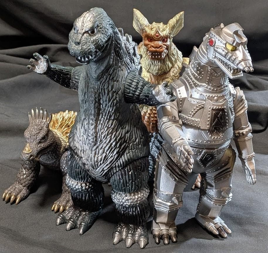 昭和ゴジラ・メカゴジラ・キングシーサー・アンギラス（バンダイ）ソフビ４体セット