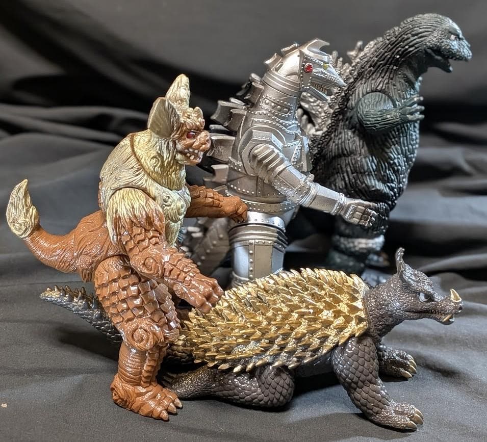 昭和ゴジラ・メカゴジラ・キングシーサー・アンギラス（バンダイ）ソフビ４体セット