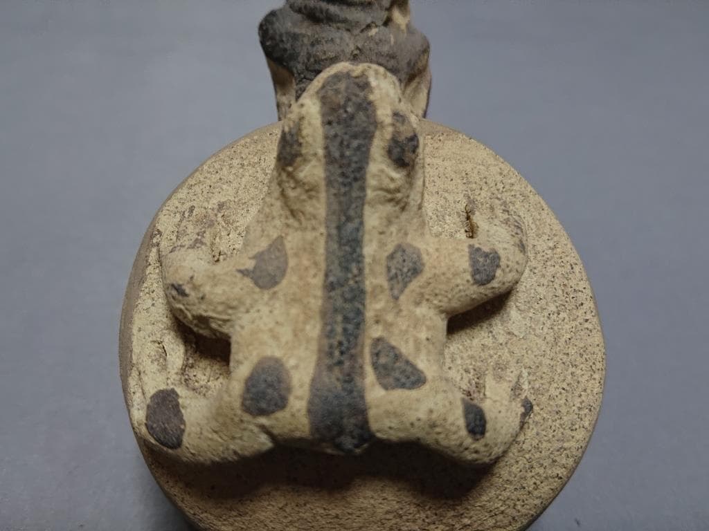 コレクター収集品 アンデス プレコロンビア チャンカイ文化 （蛙.人面）土偶