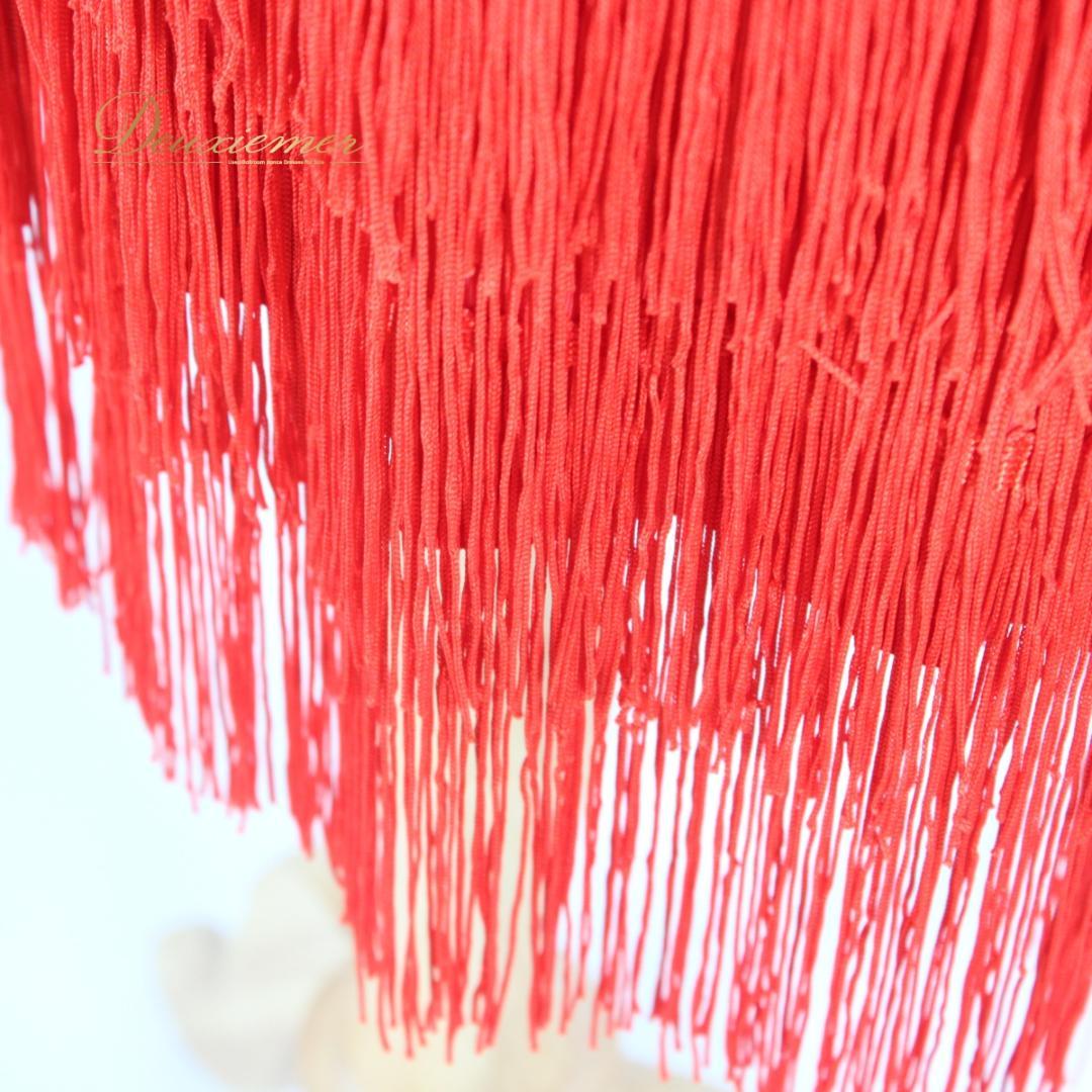 【美品 社交ダンス衣装】上下セット ラテン Lサイズ 赤 レッド レース 派手