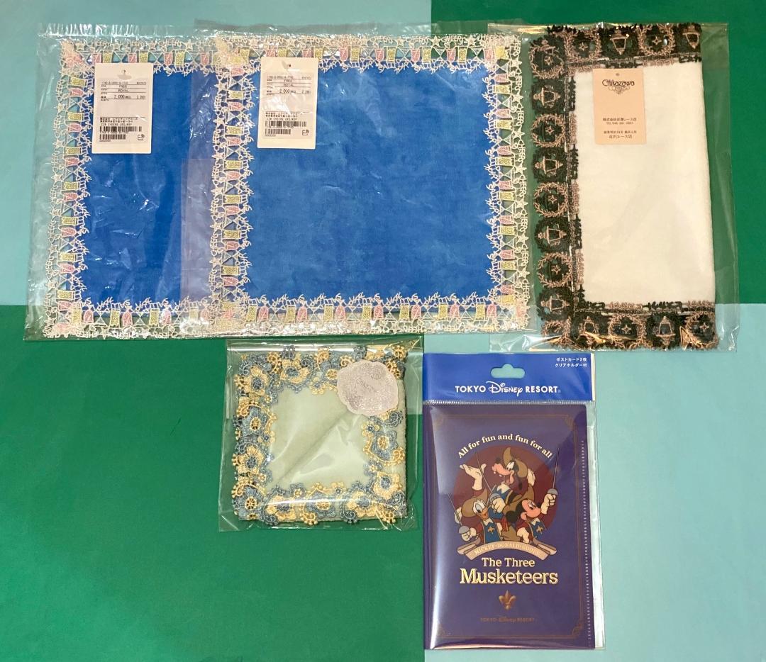 専用　近沢レース タオルハンカチ4枚　ディズニーリゾート ポストカード 三銃士