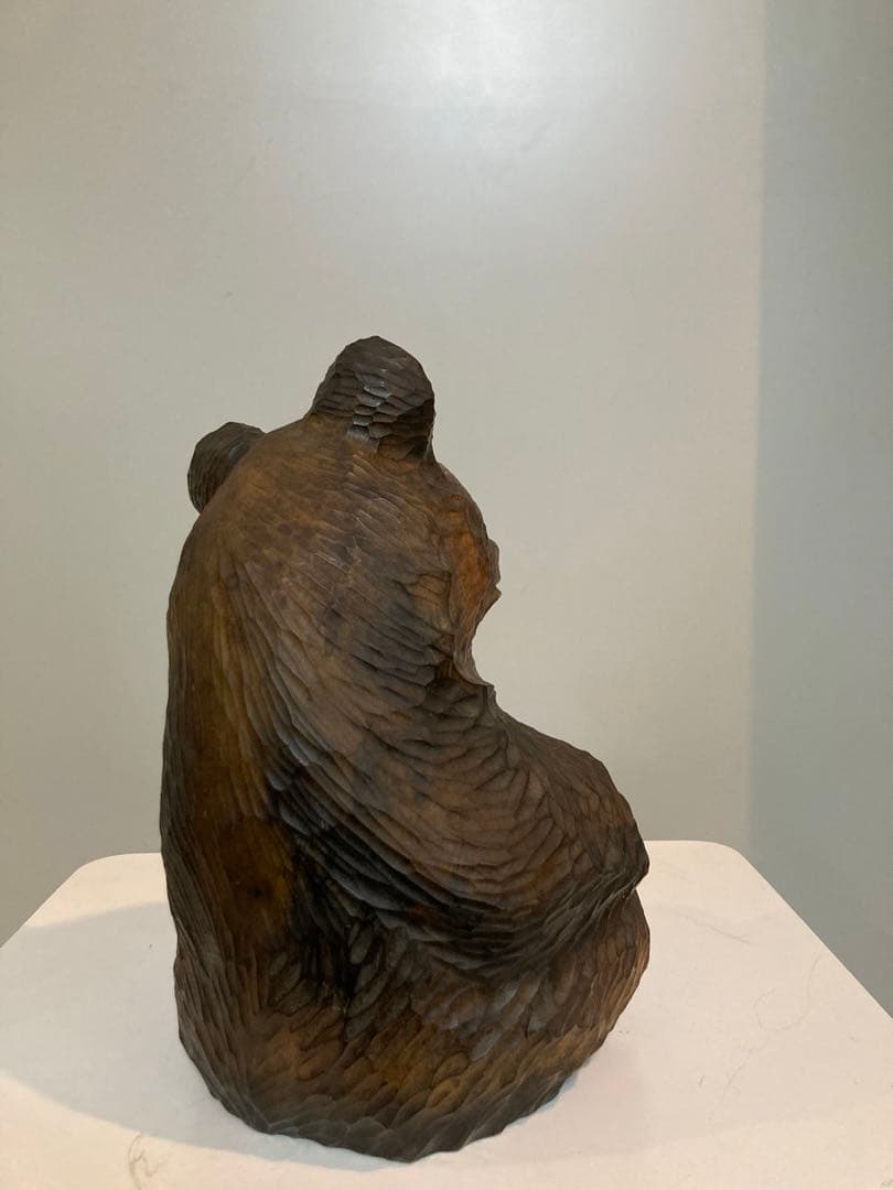 木彫熊　木彫り　座熊　大和彫　大和正幸　美品