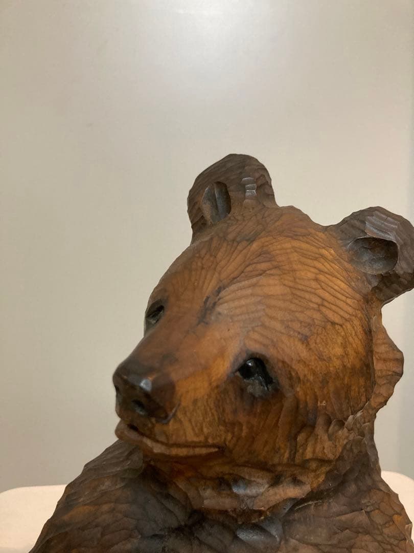 木彫熊　木彫り　座熊　大和彫　大和正幸　美品