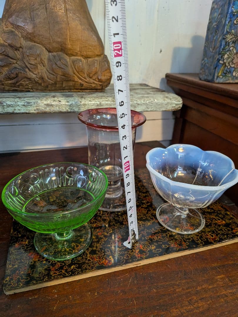 気泡たっぷり　古くてレトロな氷コップ　3点