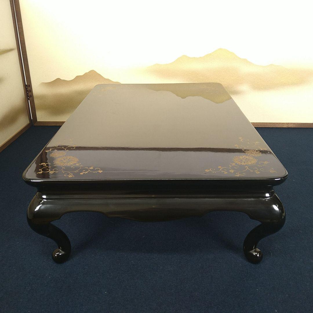 AC27 輪島塗 平卓 沈金 蒔絵 唐草 香炉台 花台 盆栽台 木製 漆塗り