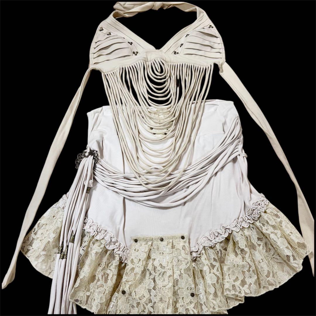 ベリーダンス衣装 ブラトップ＋スカート 白系 kayo