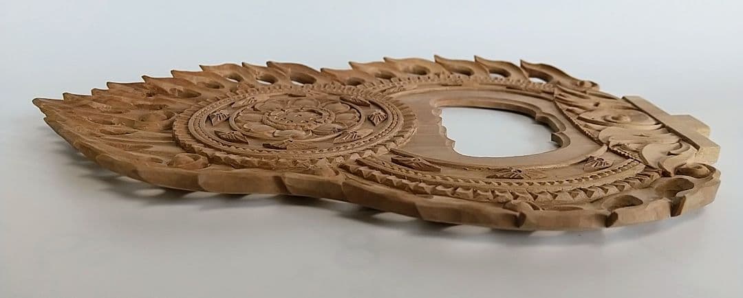 光背(3.5寸坐像用)#429 透し彫 火焔 ◆白檀 木彫 仏像付属品