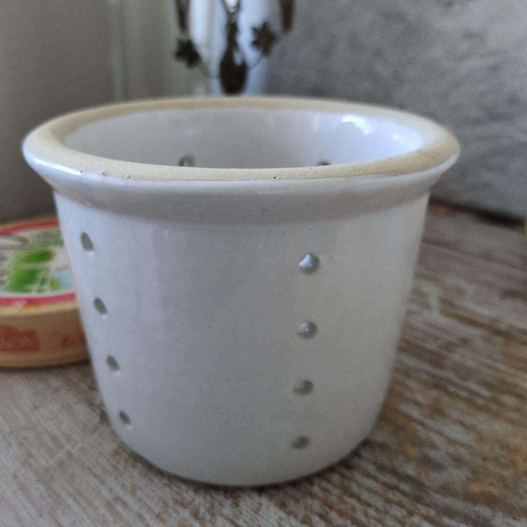 フランス　アンティーク　チーズ 大き目　水切り　フィセル　陶器　キャニスター