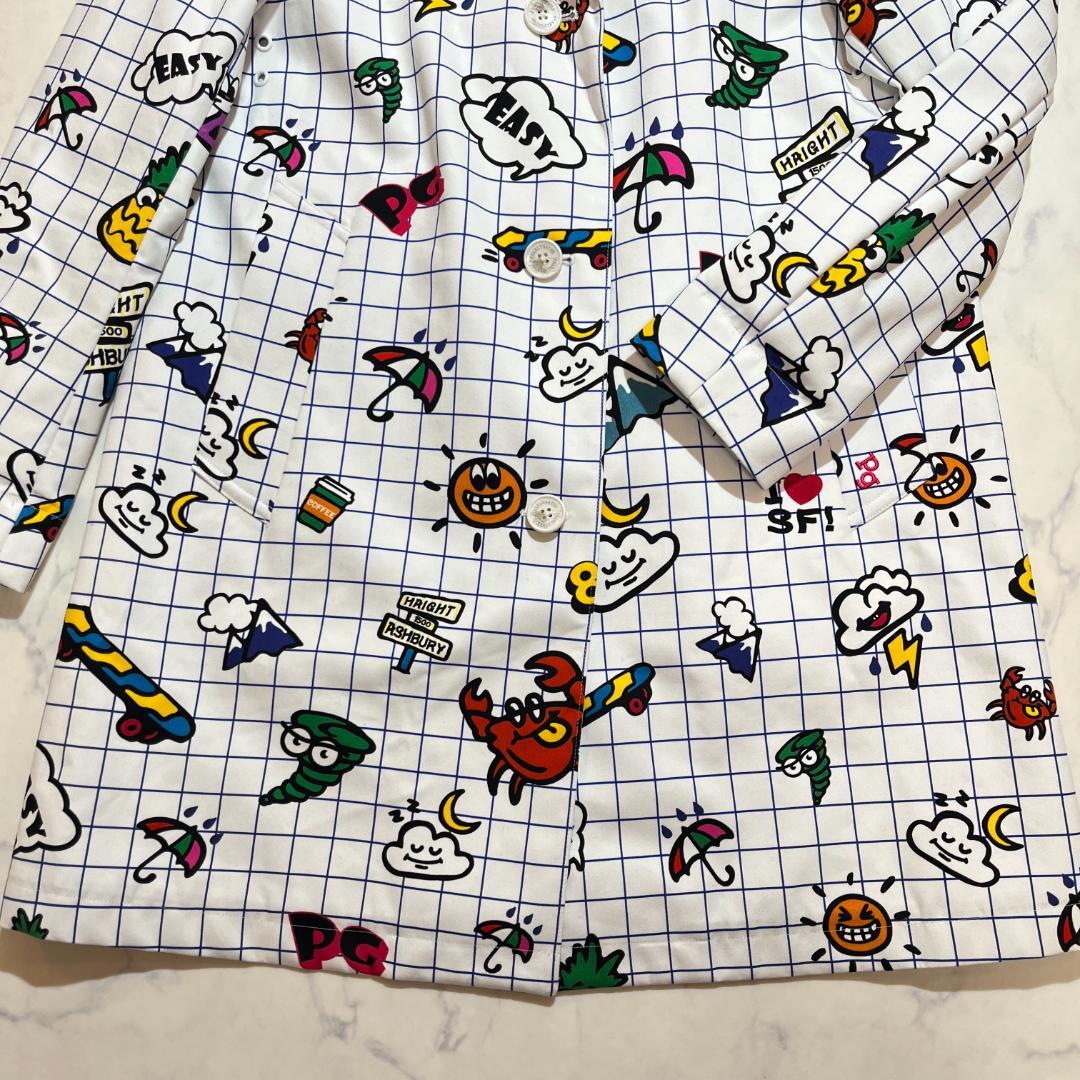 未使用★パーリーゲイツ 総柄プリントジャケットコート マルチカラー 白 1