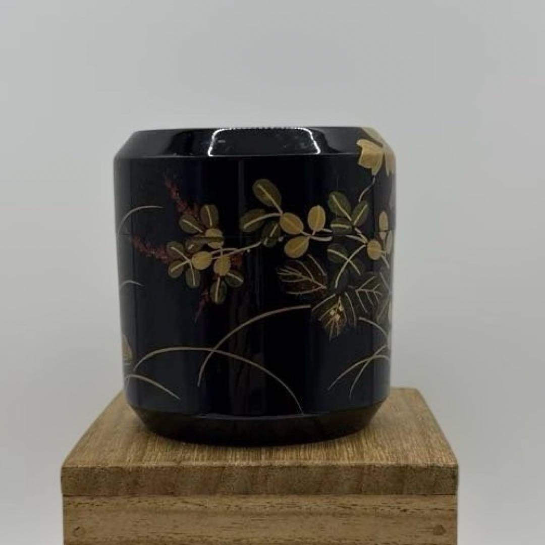 茶道具　輪島塗　秋草蒔絵　棗　なつめ　在名あり　供箱