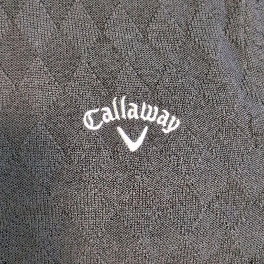 Callaway アーガイル柄ニットタートルネックセーター 黒 Lサイズ