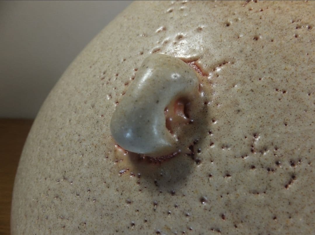 真作保証 藤原敬介 (恭介) 備前志野耳付壷 大作 県指定無形文化財 岡山県